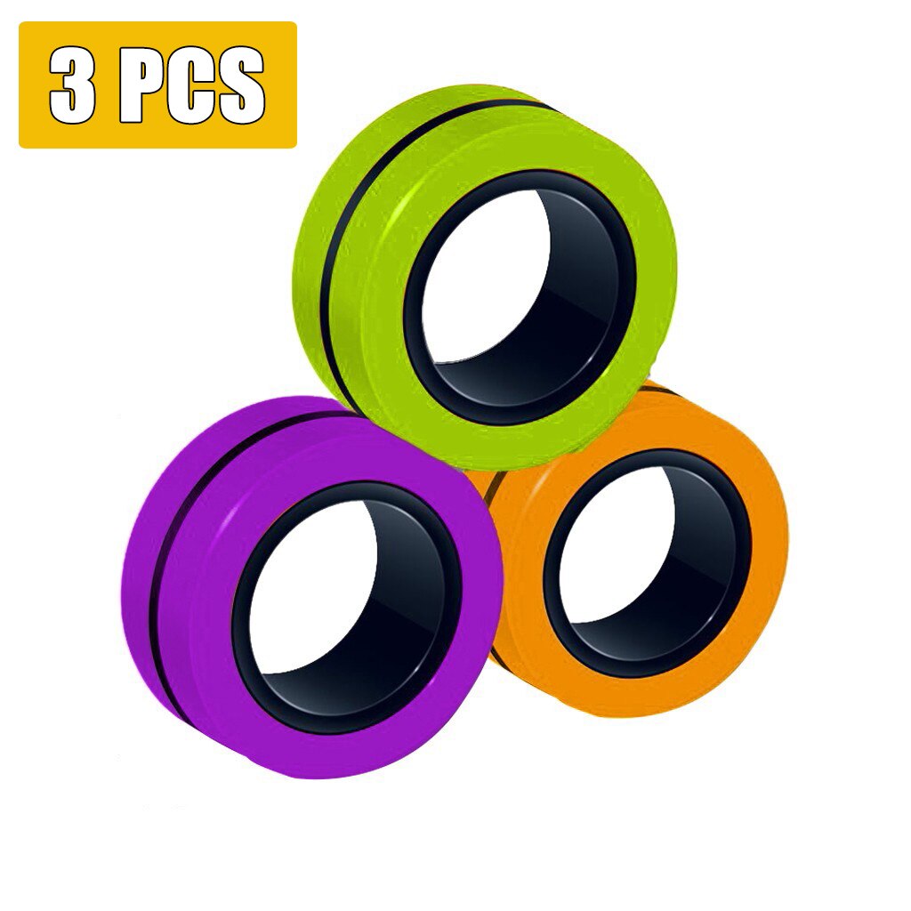 Best Fidget Spinner Magnetic Bracelet Ring Unzip Toy Anti-stress Magic Ring Props Tools Decompression Toys Игрушки Для Детей: 3PC E