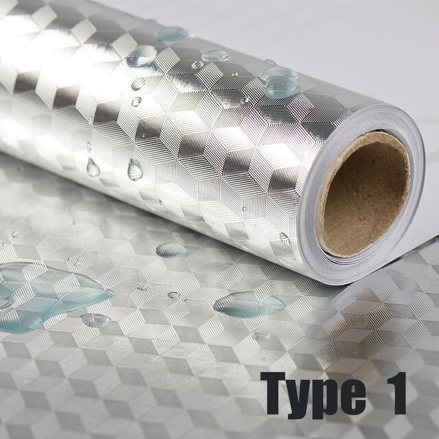 40 x 100cm keukenkast muursticker anti-olie waterdichte aluminiumfolie sticker meubelbescherming vinyl pvc muurstickers: 1