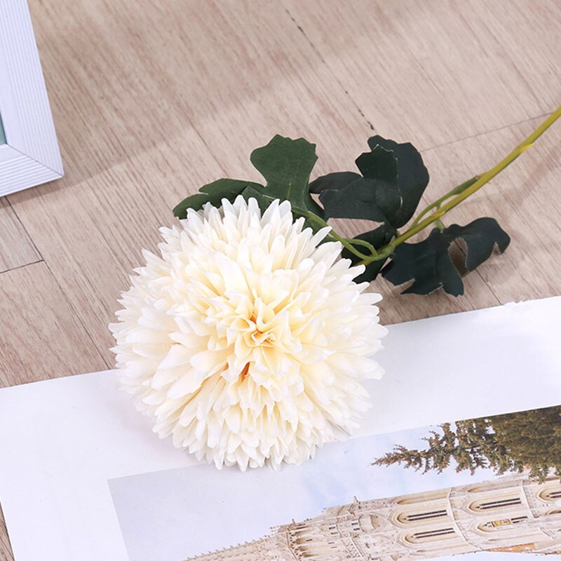 1PC Simulation Hydrangea Colorful Artificial Dandelion Flower Ball Artificial Flowers DIY Wedding Party Decor: Beige