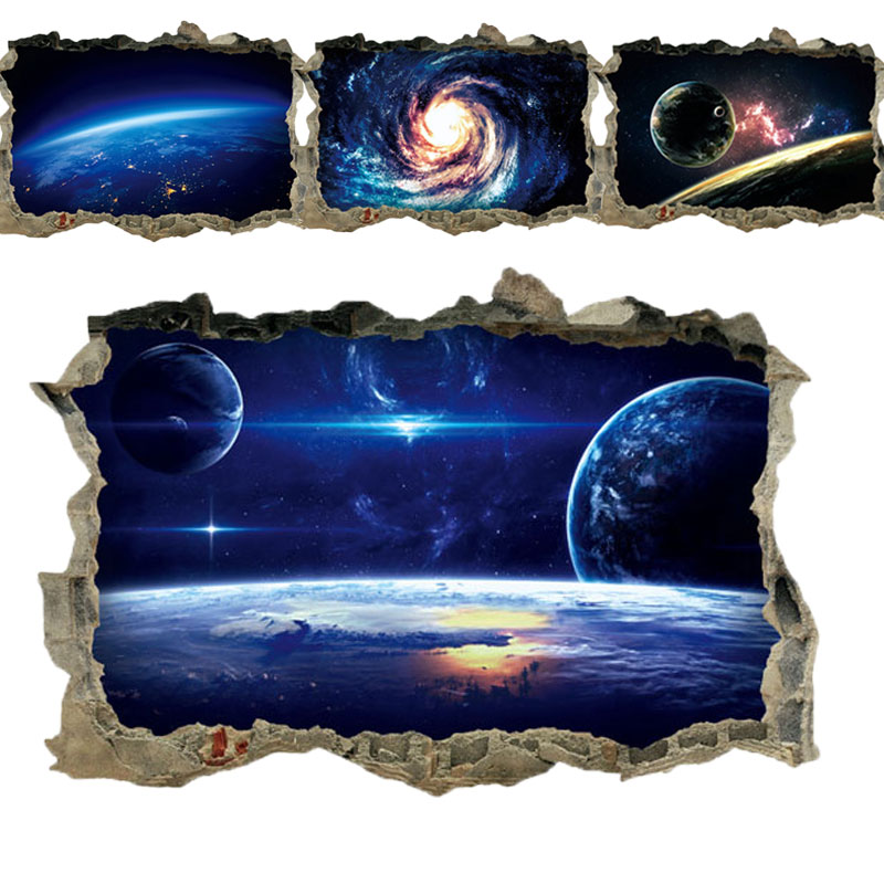 Creatieve 3D Universe Galaxy Muurstickers Voor Plafond Dak Raamsticker Muurschildering Decoratie Persoonlijkheid Waterdichte Vloer Sticker