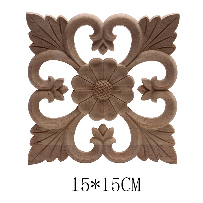 European Decals Solid Wood Flower Wardrobe TV Cabinet Door Wood Carving Flower Accessories Home Decor Long Decals: B33-4