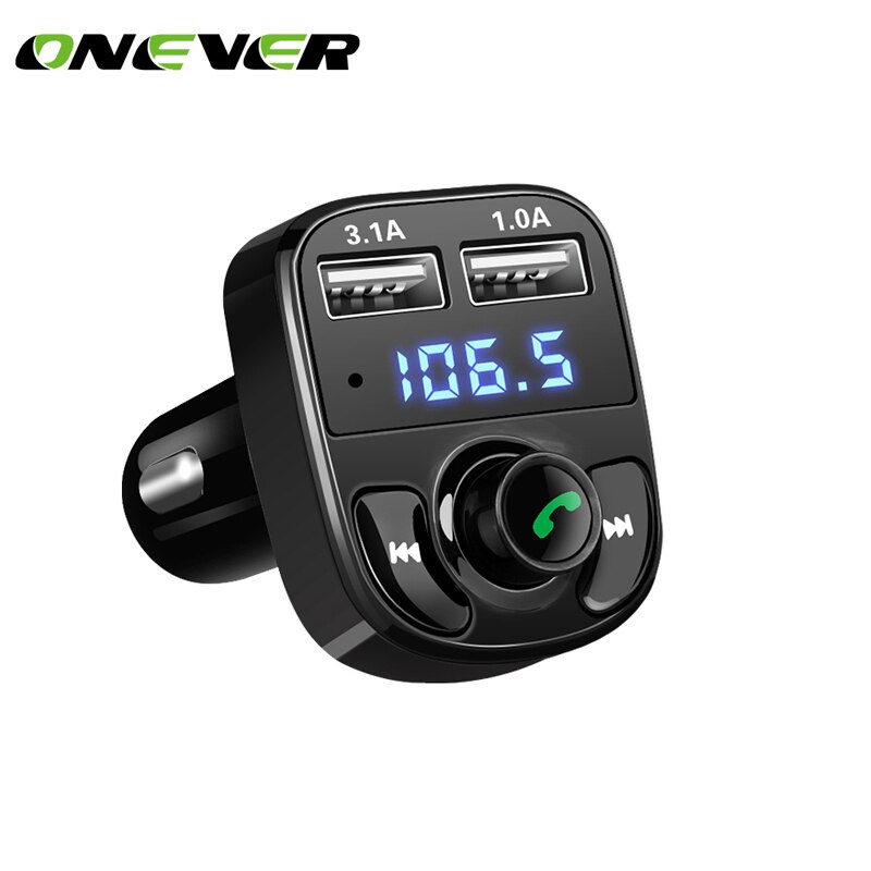Onever autokit bluetooth  mp3- speler handsfree bellen draadloze fm-zender radio-adapter  dc 12-24v met dubbele usb-autolader