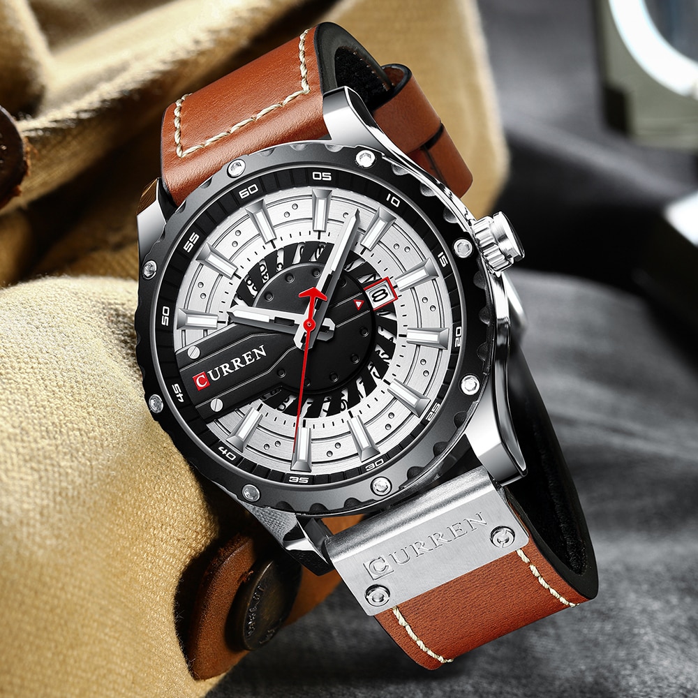 Curren Horloges Top Brand Leather Horloge Casual Quartz Heren Horloge Chic Lichtgevende Handen Klok
