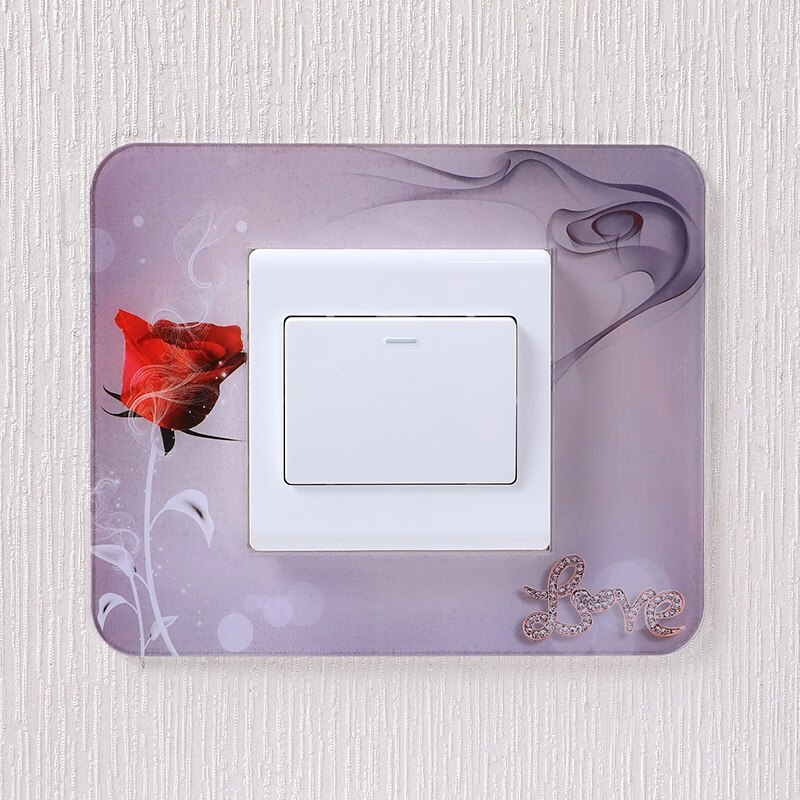 Pegatinas acrílicas para interruptor de enchufe, pegatinas de pared de estilo chino múltiple, decoración del hogar, sala de estar, placa de cubierta de interruptor de luz: O