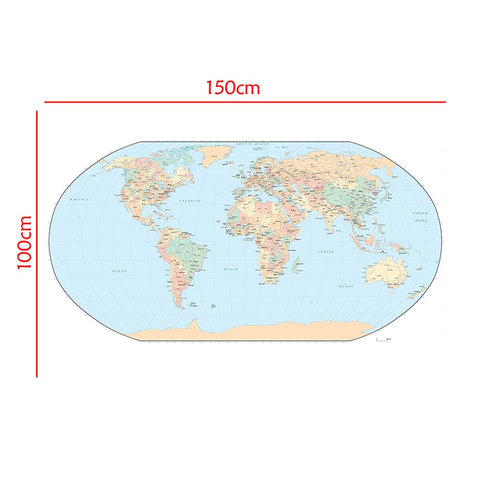 150x100cm World Map Mercator Projection Non-woven ... – Grandado