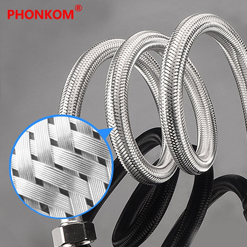 PHONKOM Stainless Steel Braided Hose Inlet Tube DN20 G3/4" Thread Explosion-proof Metal Connection Flexible Pipe Bathroom Heater