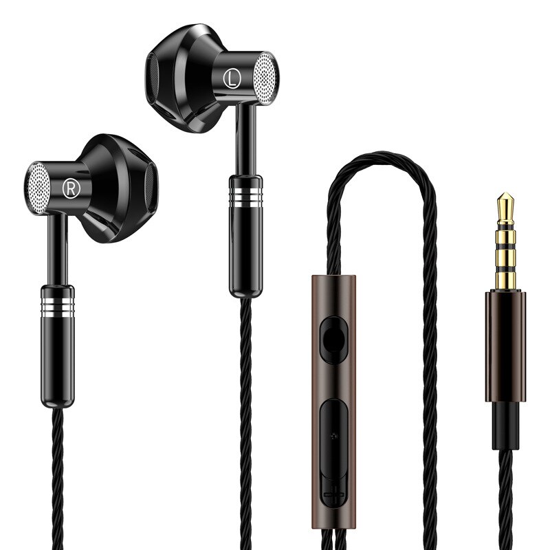 EARDECO-auriculares con cable, cascos estéreo 9D con graves, micrófono, intrauditivos con cable, para teléfono y micrófono: Negro