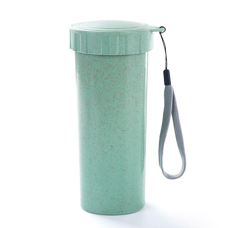 340Ml Draagbare Waterfles Lekvrije Reizen Kantoor Koffie Thee Water Fles Stro Tarwe Plastic Water waterkoker: Licht Groen