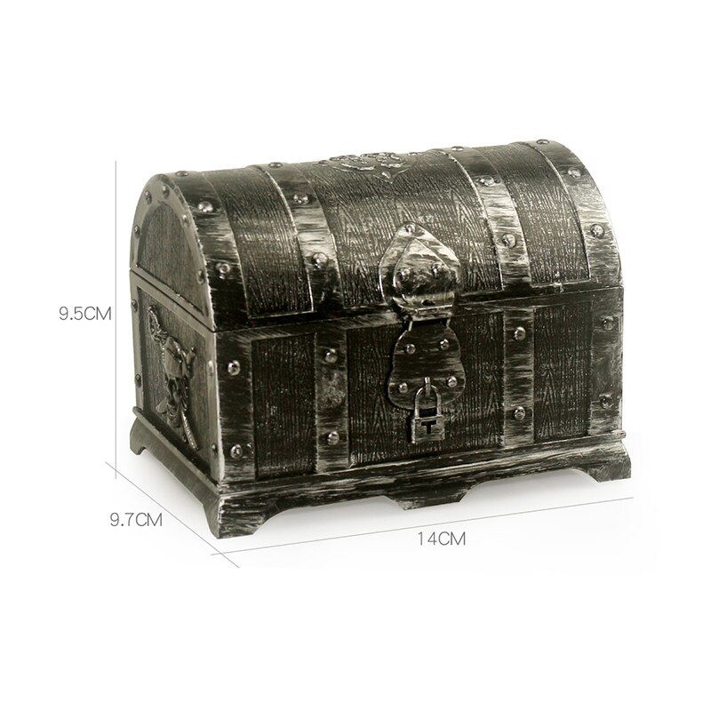 Doldoly Piraat Schatkist Doos Sieraden Opbergdoos Case Home Decoratieve Slaapkamer Opslag Speelgoed Box Party Gunsten Props: bronze chest I