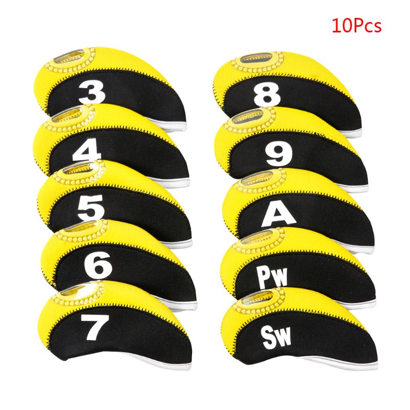 10 unids/set portátil deporte funda de neopreno de cabeza para Club de Golf de hierro cubierta protectora de cabeza