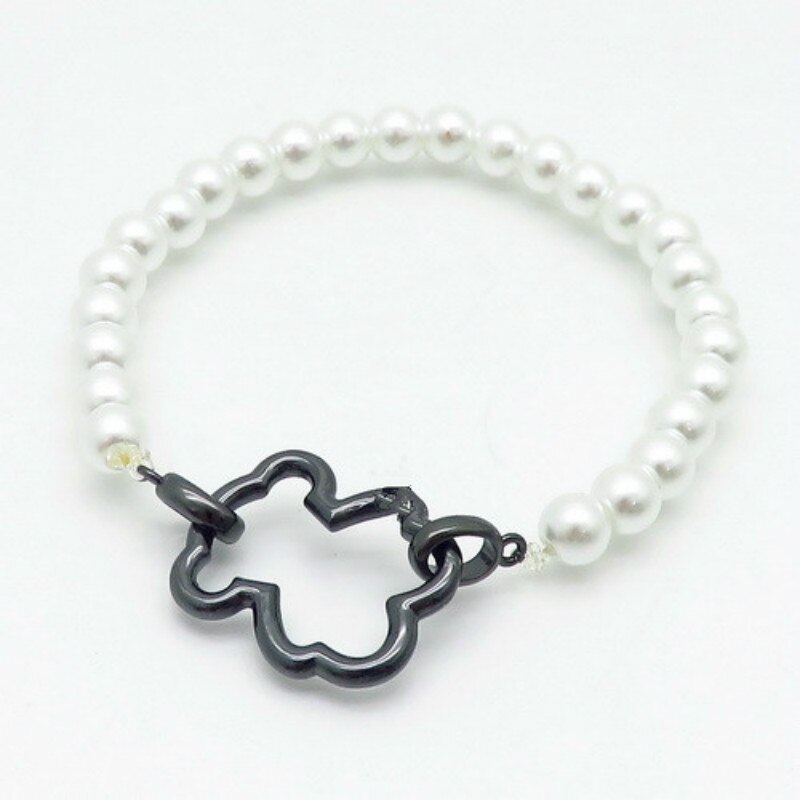 Hollow Bear Pearl Bracelet Stainless Steel Bead Charm Bracelet for Women Gold Silver Color Bear Bangle Jewelry