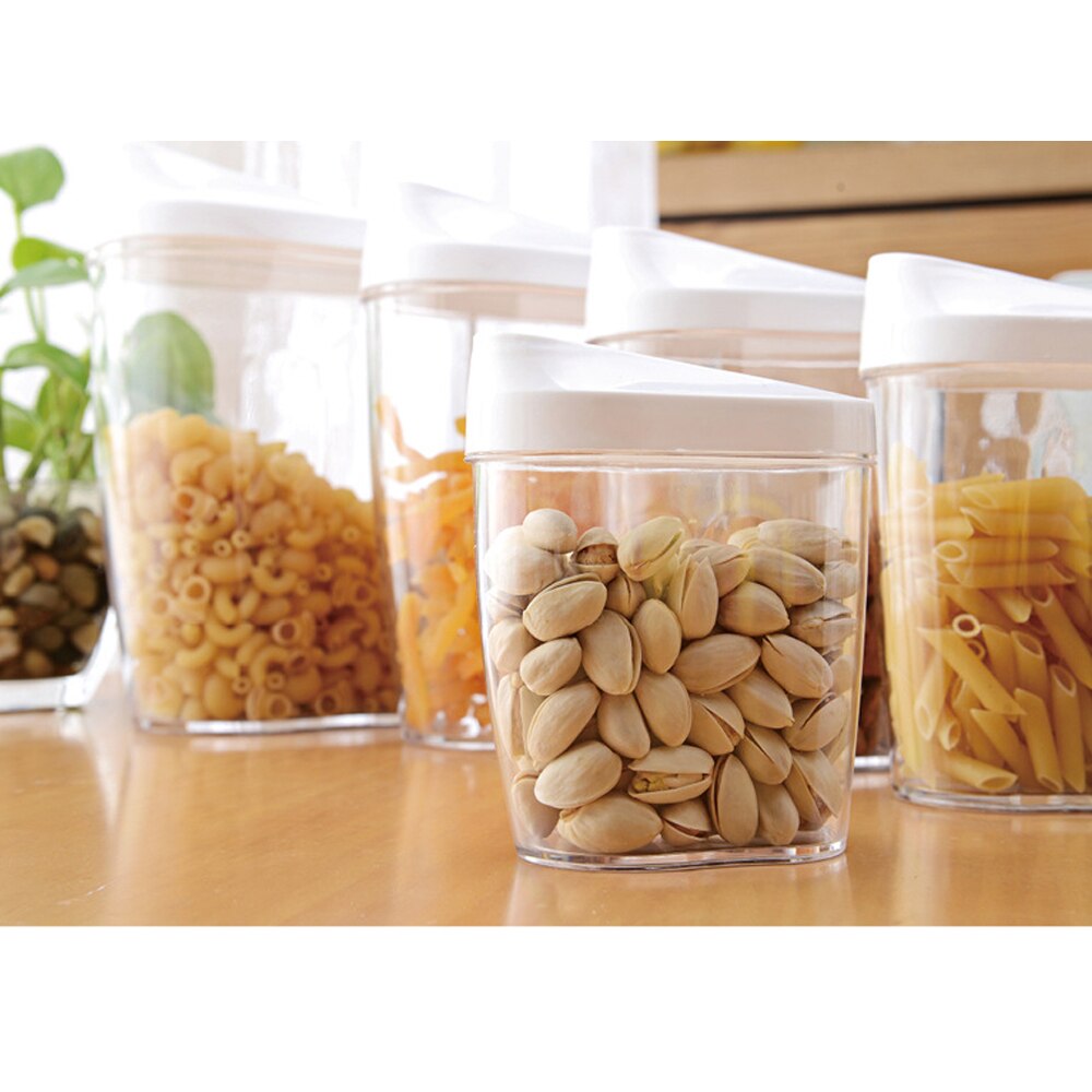 5Pcs Food Storage Box Clear Container Set with Pour Lids Kitchen Food Sealed Snacks Dried Fruit Grains Tank Storage Cereal Box
