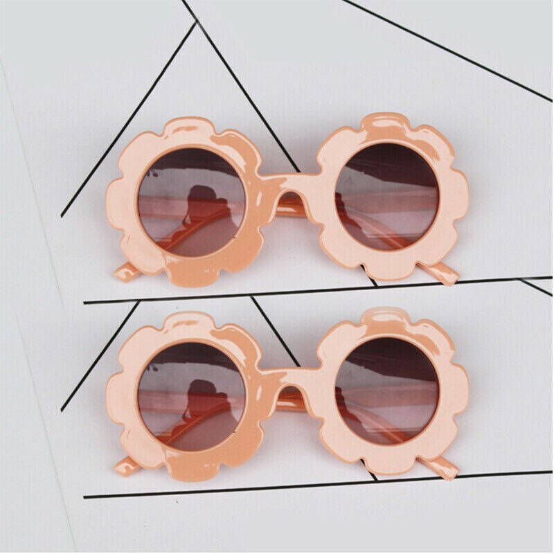 Gafas de sol redondas para niños y niñas, lentes de sol infantiles con flores, de plástico, para exteriores, a la , Reino Unido: Naranja