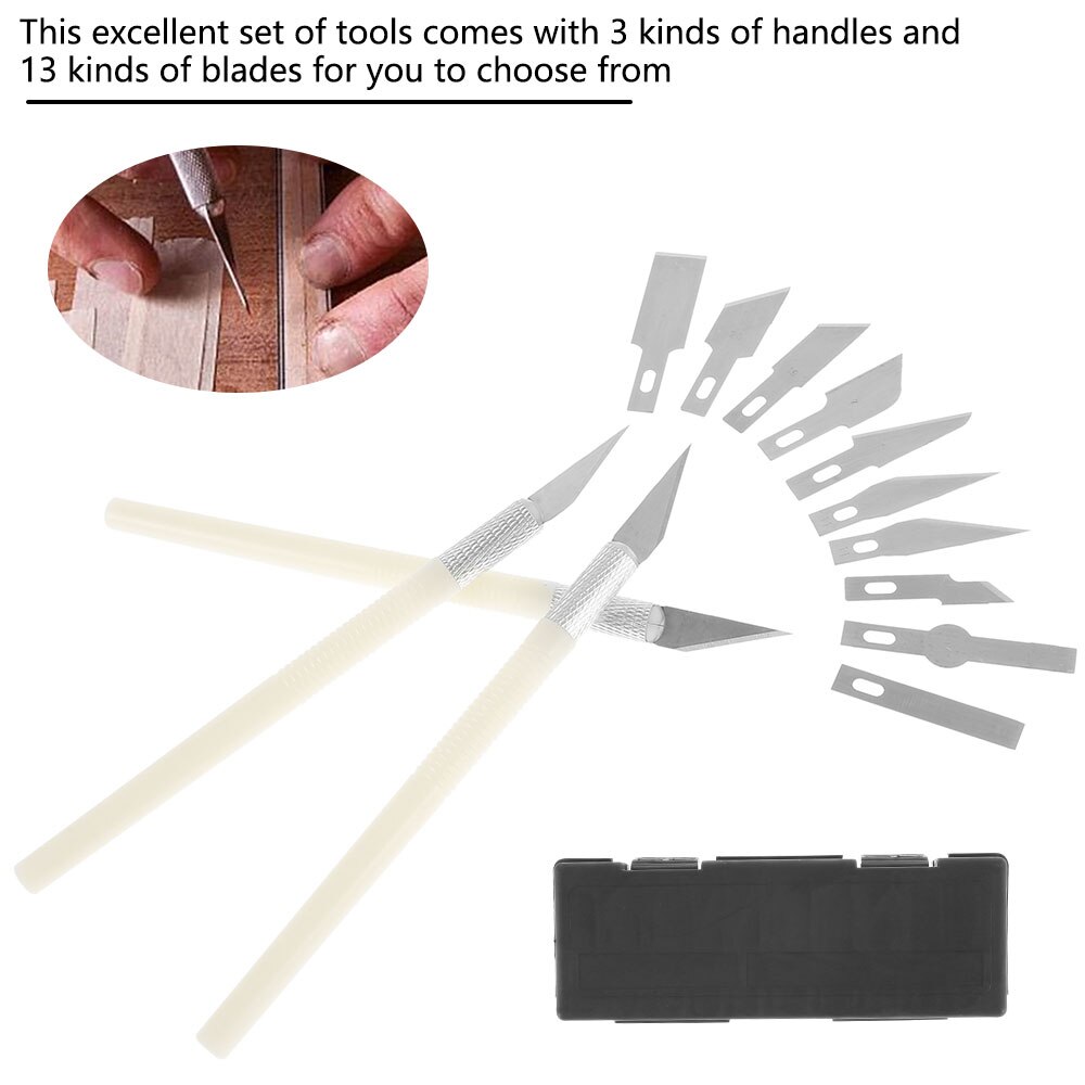 13Pcs Precision Wood Carving Knife Kit Metal Scalpel Knife Blades Set Household DIY Woodworking Hand Tools Carving Craft Hobby