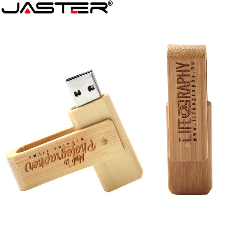 Jaster USB2.0 Hout Rotatie Flash Drive Usb 4 Gb 8 Gb 16 Gb 32 Gb 64 Gb Pen Drive bruiloft Herdenkingsmunt U Disk