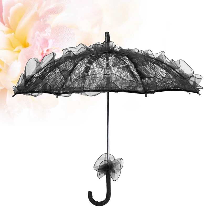 artificial flowers Wedding Bride Umbrella Unique Foldable Lace Fabric Parasol Umbrella Performance Props for Needlework