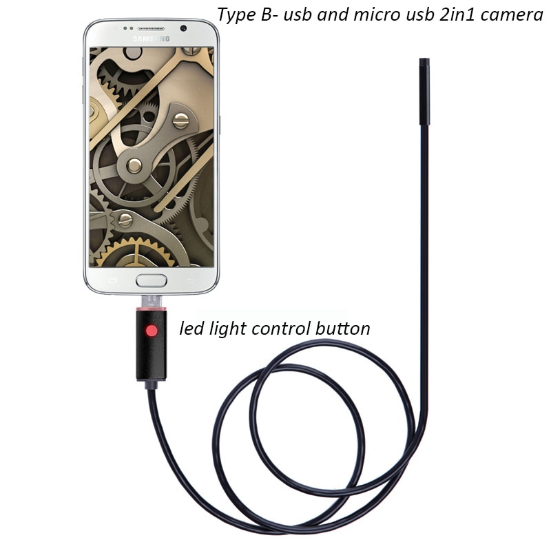 Lente de 5,5mm 1 M/2 M cable suave CÁMARA DE endoscopio USB para Android USB inspección de tuberías endoscopio boroscopio USB OTG Mini cámara