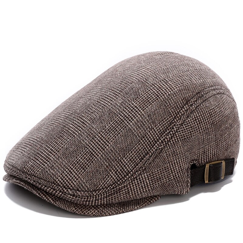K258-gorros elegantes de lana para hombre, sombrero de boina para exteriores, otoño e invierno, gorra de Retro, sombrero de pintor, cuerno,: coffee plaid