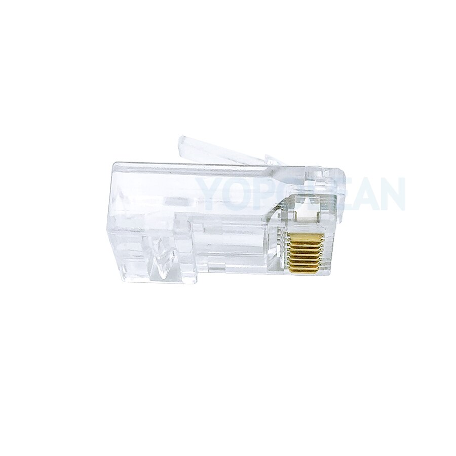 50pcs/Lot RJ45 Cat 5E Cat 6 Network Modular Plug 8P8C CAT5E CAT6 Ethernet Cable Connector Gold Plated Pass Through