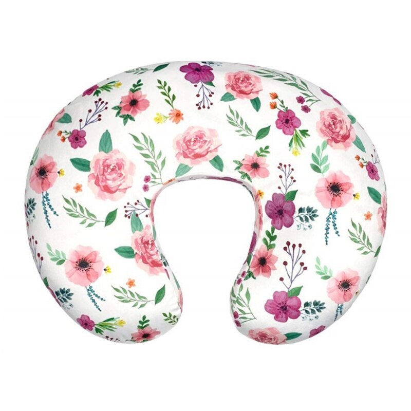 Pasgeboren Baby Verpleging Kussens Cover Moederschap U-Vormige Borstvoeding Kussen Case L21F: Pink flower