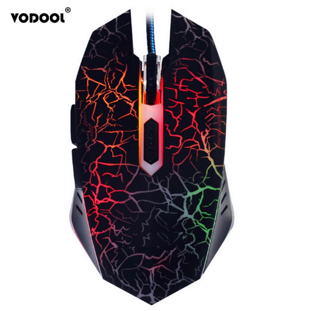 VODOOL 4000DPI Adjustable Backlight Mouse 6 Buttons Ergonomic USB Wired Mice Gamer Mouse Computer Mice for Game Office