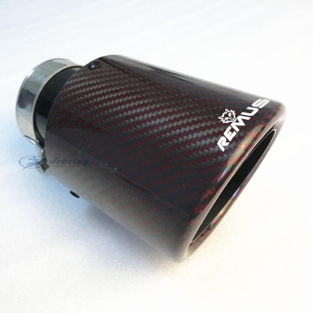 Remus Glossy Red Carbon Fiber Rvs Universele Auto Uitlaatpijp Uitlaat Pijp Carbon Uitlaat Tips