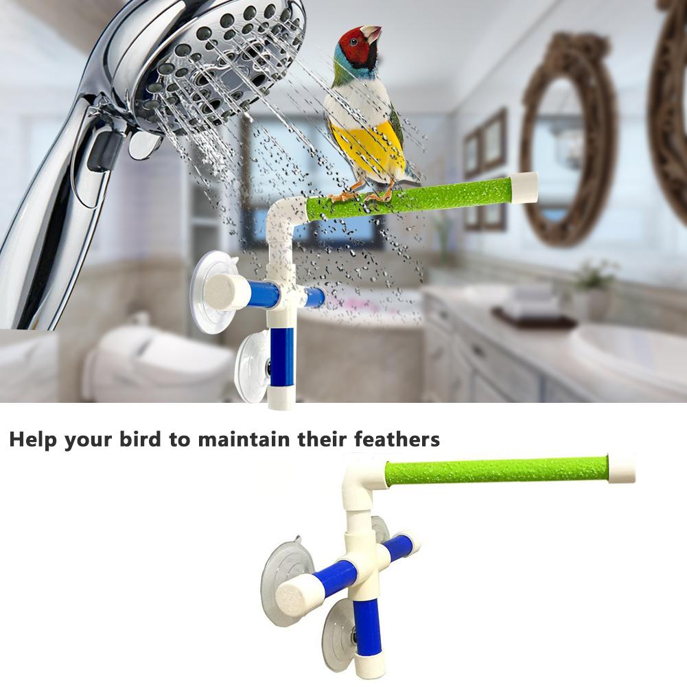 Parrot Stand Polished Bird Stick Toy Shower Stand Bath Supplies Rack Color Random
