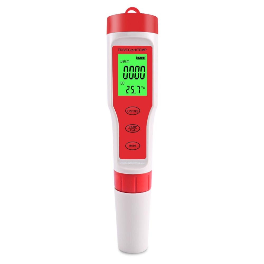 Yieryi 4 in 1 PH/TDS/EC/Temperature Meter PH Tester Digital Water Monitor Tester for Pools, Drinking Water, Aquariums: with backlight
