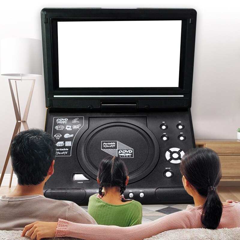 9.8 Inch Portable Home Car DVD Player VCD CD Game TV Player USB Radio Adapter Support FM Radio Receiving-EU Plug