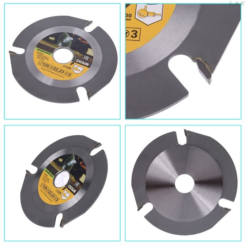 Woodworking Blade for Angle Grinder Disc for Wood Carving Cutting Shaping with 3 Teeth 7/8'' Arbor 5 Inch 125mm