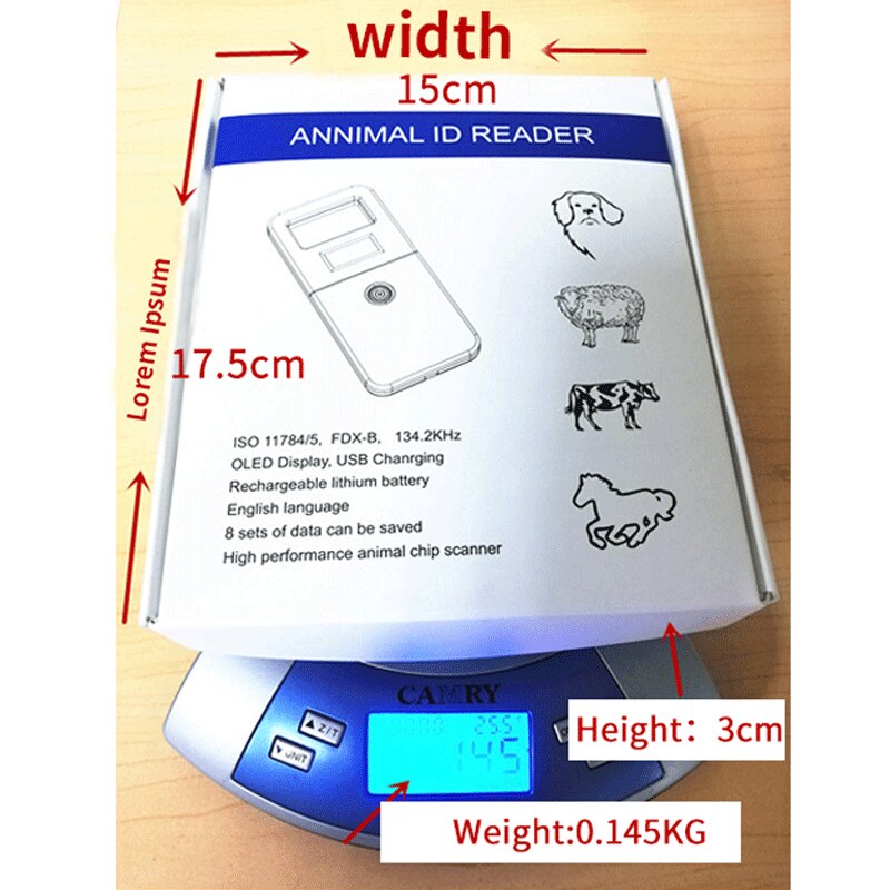 RFID Pet Card Reader FDX-B 134.2Khz Cat Dog Animal Chip Handheld Mini Scanner Induction Sensitive Animal Tag Card Number Reader