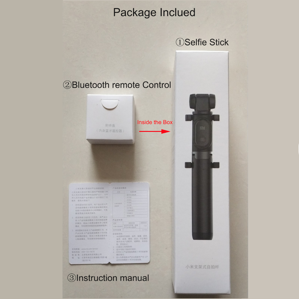 Original xiaomi selfie stick til telefon bluetooth mini stativ selfiestick med trådløs fjernbetjening til iphone samsung android