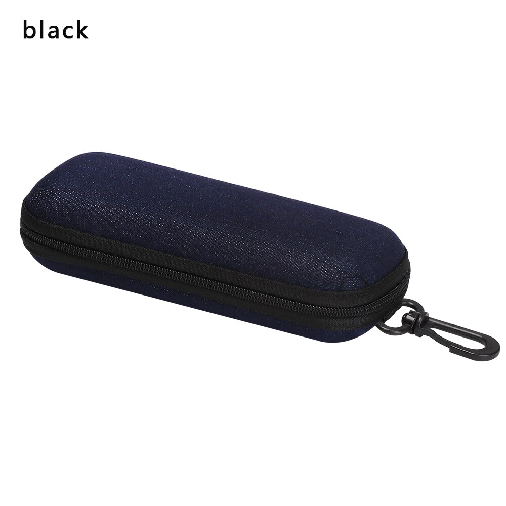 Boîte à lunettes Portable en tissu Denim, fermeture éclair, Protection solaire, conteneur résistant à l'écrasement, 1 pièce: style2-black