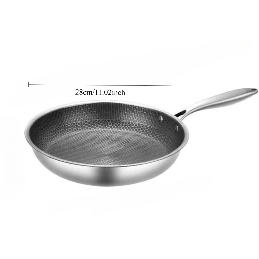 28cm Frying Pan Stainless Steel Omelette Pan Nonstick Crepe Pan Honeycomb Skillet for Eggs Fried Anti Scratch Wok Cooking Pan
