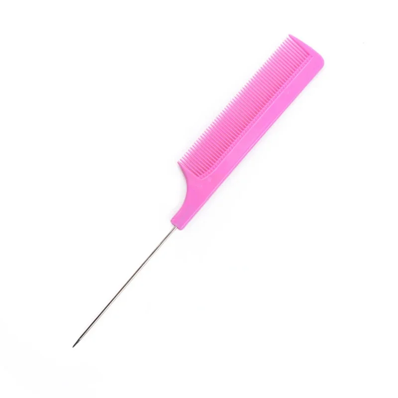 Peine de cola de pelo , peine de corte de pelo de salón , peines de estilismo para el cuidado del cabello de salón con pinchos de acero inoxidable: Multicolor
