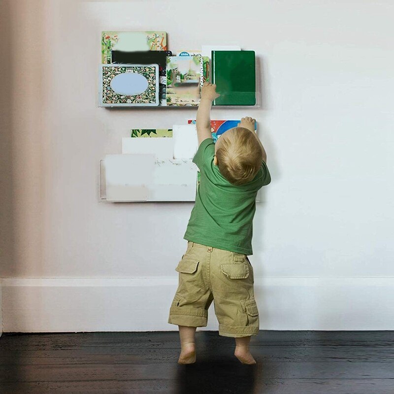 Étagère murale flottante en acrylique transparent 2x15 pouces, étagère murale pour enfants, étagères de rangement épaisses pour salle de bain