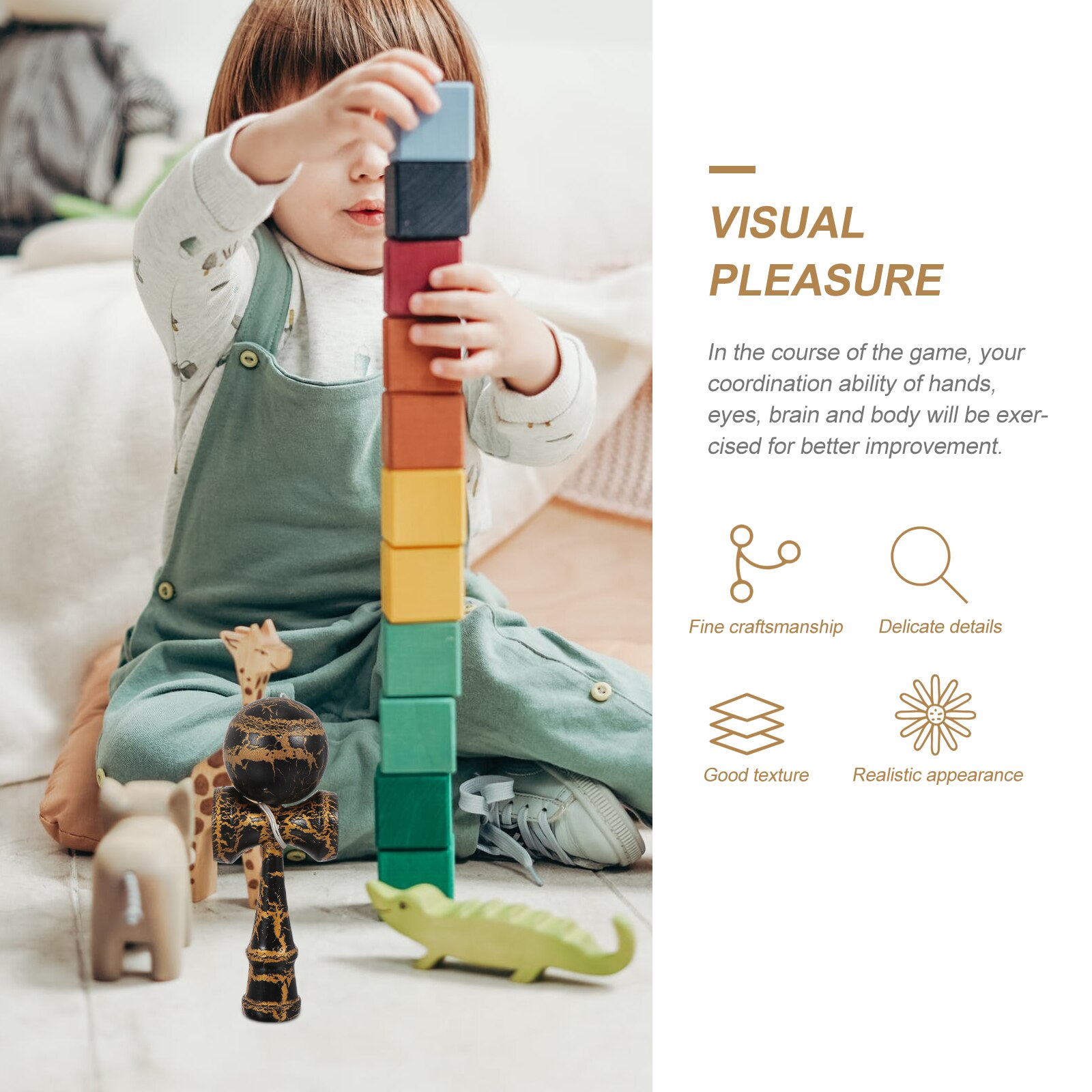 1pc kendama-holzpuzzle-freizeitspielzeug für kinder