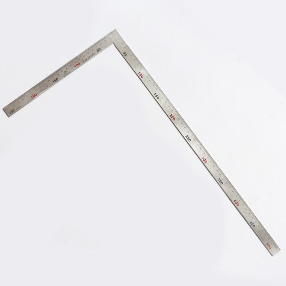500mm Stainless Steel 90 Degree Square Layout Tool L-Shaped Dual Angle Side Metric Ruler For Rafters Doors Stair Layouts