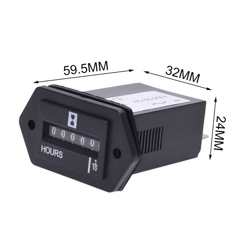 DC10-80V/AC100-250V Hour Meter For Lawn Mower Electric Generator Bulldozer Industrial Timer-1