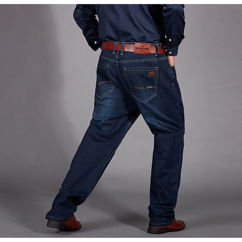 style plus size jeans stretch 9XL hip circumference 143CM men's cotton zipper pocket loose plus fat trousers plus size jeans