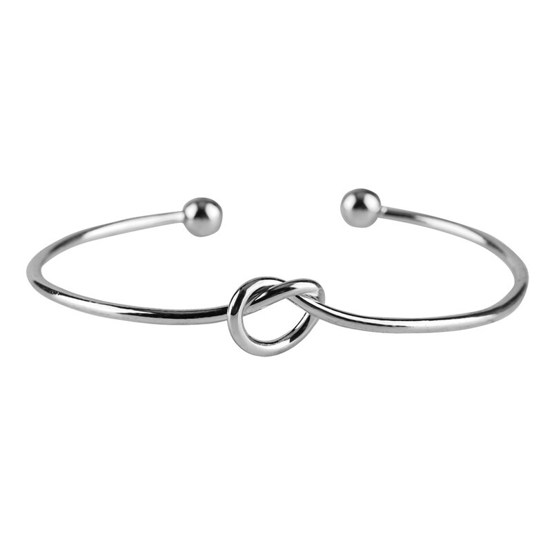 YISUYA Minimalisme Vrouwen Manchet Armbanden Bangle Geknoopt Hart Vorm Verzilverde Casual Charm Sieraden Valentijn Cadeau