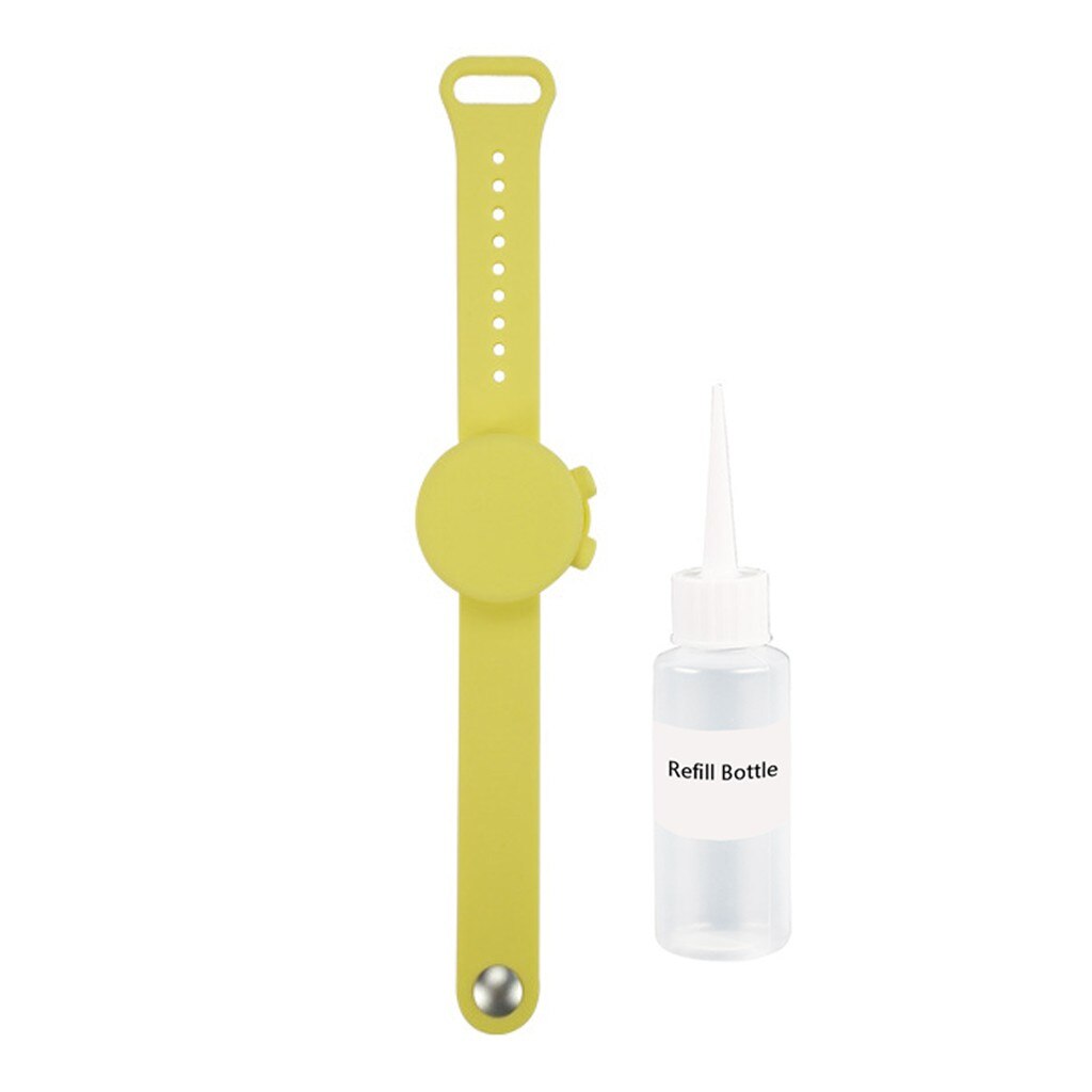 Unisex Braccialetto A Mano Dispenser Disinfettante per le mani Distributore di gel di Silice Indossabile di Erogazione Pompe Disinfecta Bracciali: Giallo