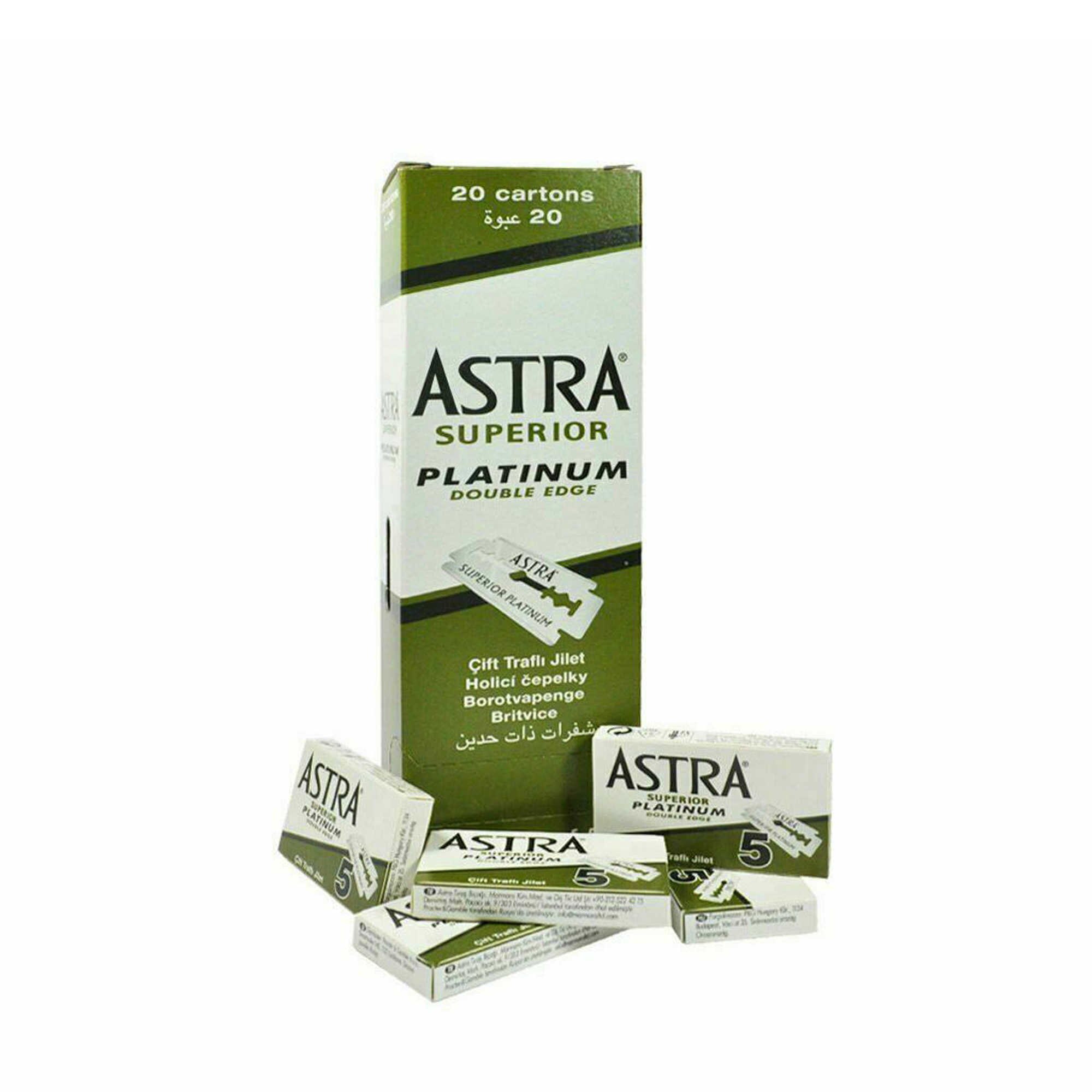 100 Uds 100 Astra hoja de afeitar superior de platino con doble filo de seguridad, afeitadora, cuchilla de afeitar