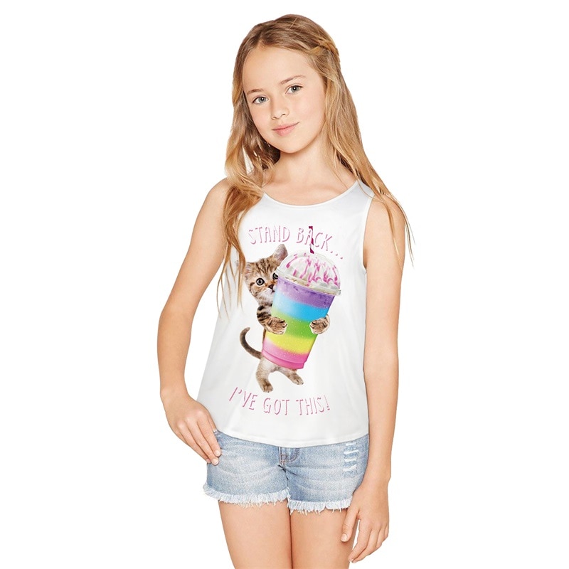 Raisevern Novelty Nice Ice Cream Print Tank Tops Sleeveless Summer Clothing Girls Top Tees