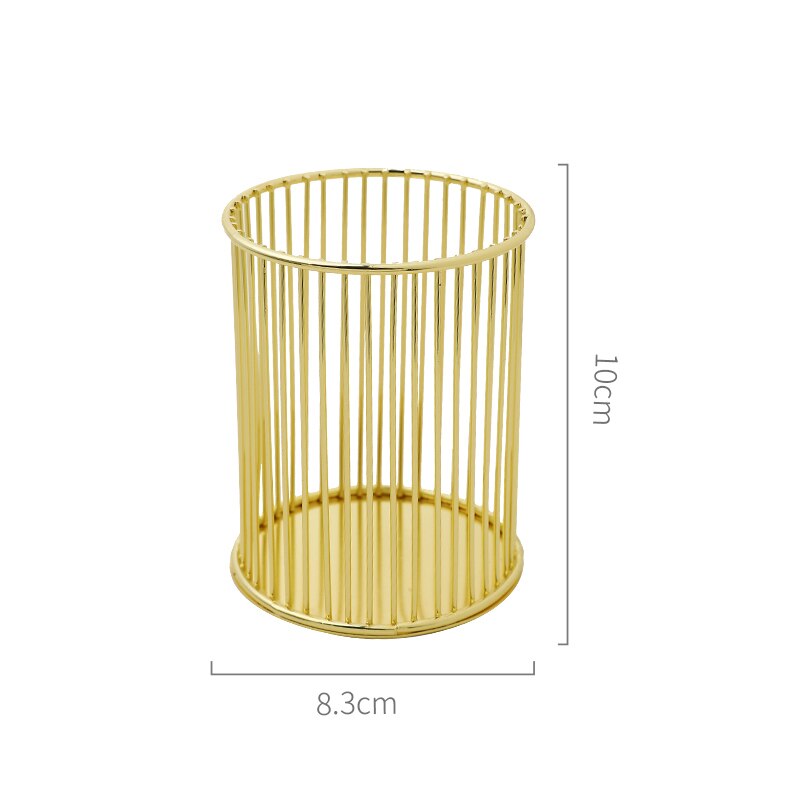 Unique Pen Pencil Holder Makeup Brush Holder Desktop Office Stationery Organizer Cosmetic Brush Storage: i Gold