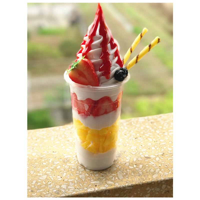 Simulation ice cream model fruit cup model fresh jelly yogurt model fruit ice cream cup Artificial food model dessert sample