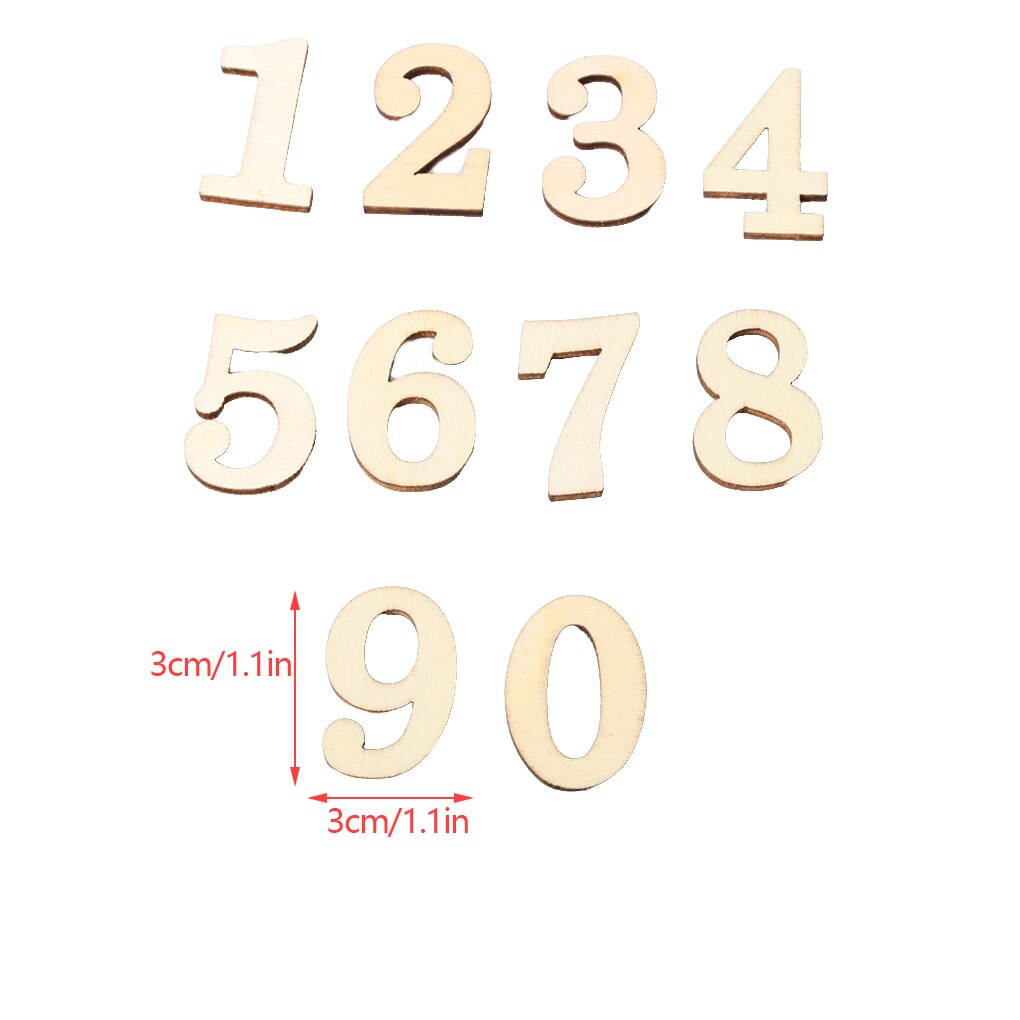 100 Pack Party Mini Wooden Numbers Unfinished Signs Ornaments Simple Style Anniversary Self-adhesive Happy Birthday