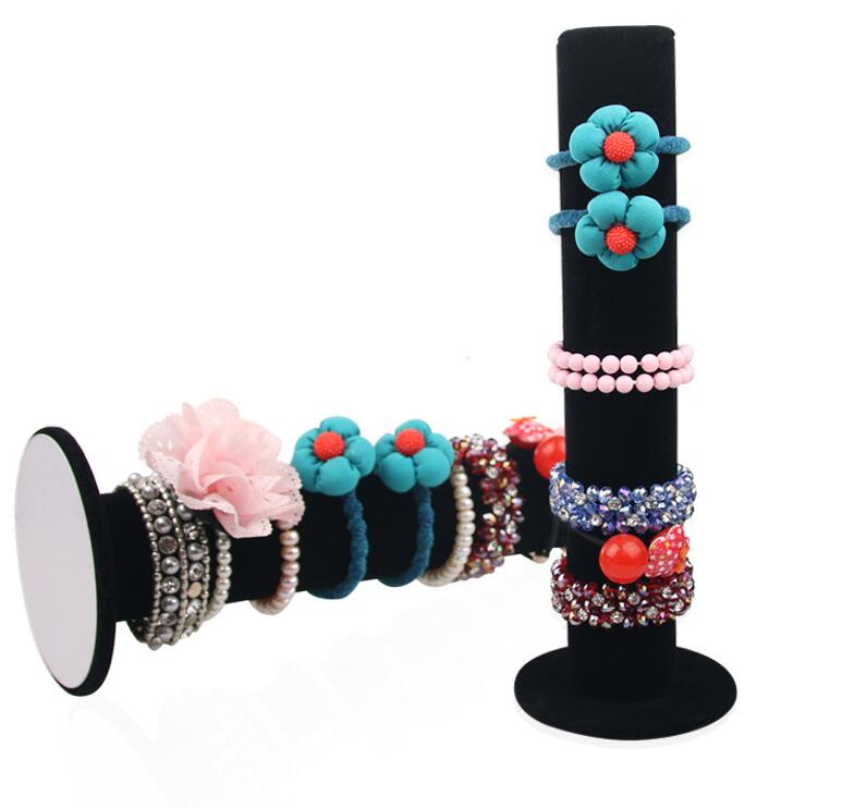 Portable Velvet Bracelet Bangle Necklace Jewelry Display Stand Holder Watch Jewelry Organizer T-Bar Rack: Headdress black