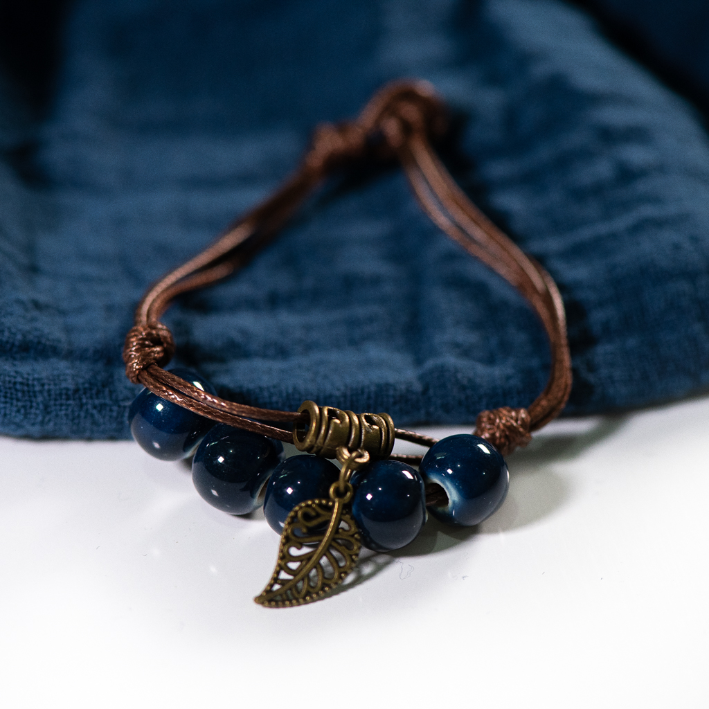 Pulsera de Cerámica con Cuentas - Cuentas Redondas - Estilo Vintage - Joyería para Mujer: Chapado en plata