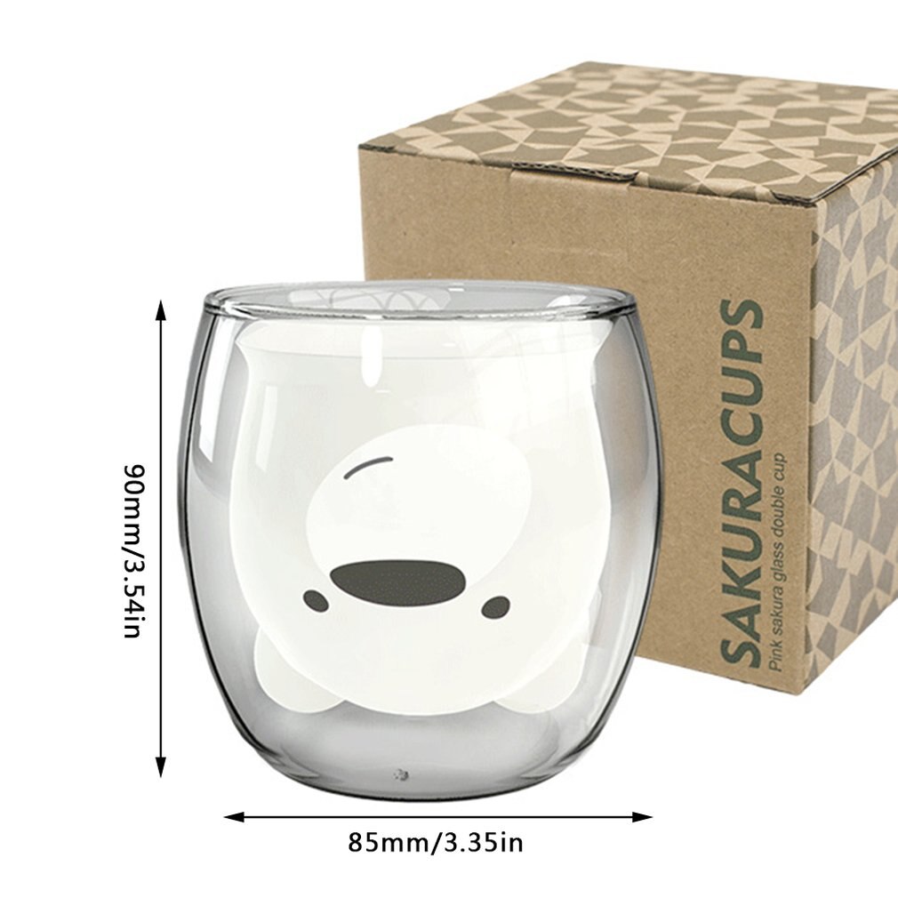 Cartoon Leuke Melk Mok Kat Klauw Beer Varken Double Wall Cup Koffie Mok Student Water Fles Rode Wijn Glas kinderen: Roze